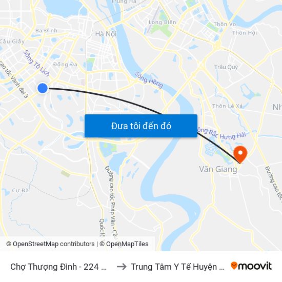 Chợ Thượng Đình - 224 Nguyễn Trãi to Trung Tâm Y Tế Huyện Văn Giang map