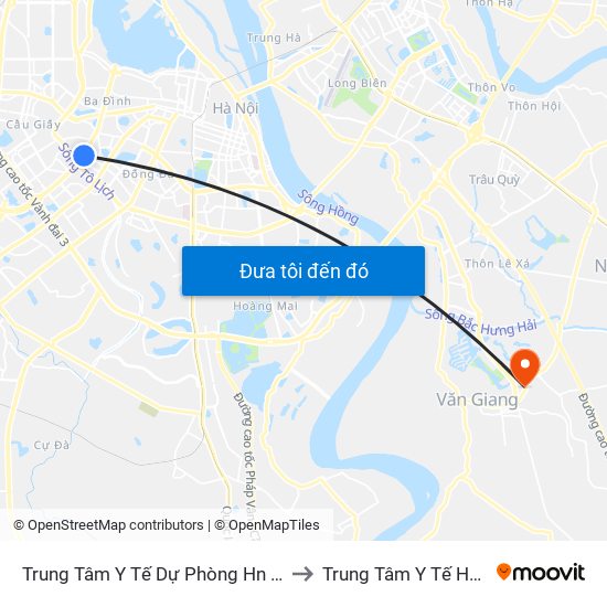 Trung Tâm Y Tế Dự Phòng Hn - 70 Nguyễn Chí Thanh to Trung Tâm Y Tế Huyện Văn Giang map