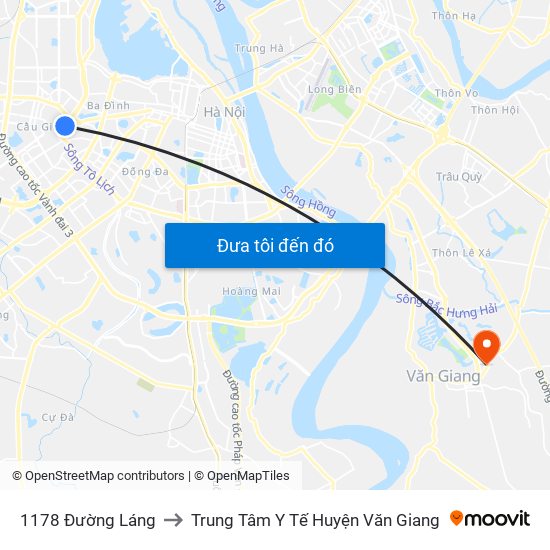 1178 Đường Láng to Trung Tâm Y Tế Huyện Văn Giang map