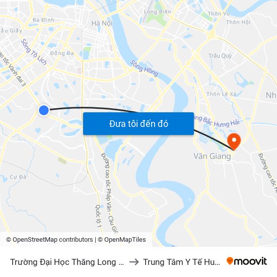 Trường Đại Học Thăng Long - Nghiêm Xuân Yêm to Trung Tâm Y Tế Huyện Văn Giang map