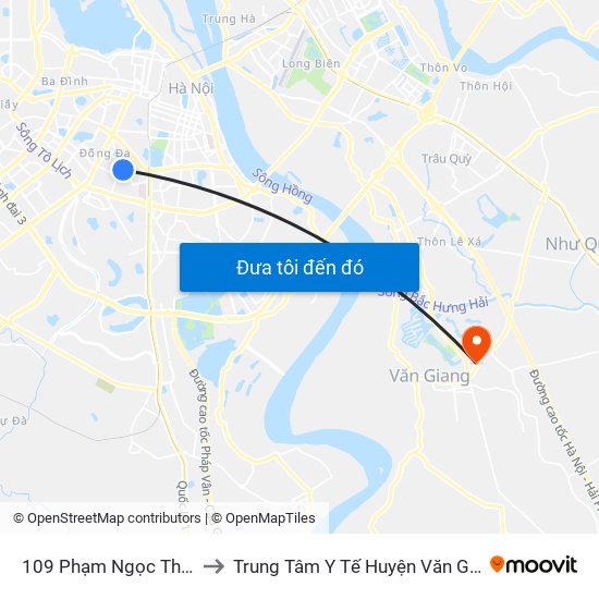 109 Phạm Ngọc Thạch to Trung Tâm Y Tế Huyện Văn Giang map