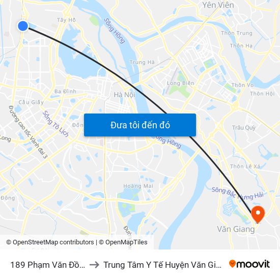 189 Phạm Văn Đồng to Trung Tâm Y Tế Huyện Văn Giang map