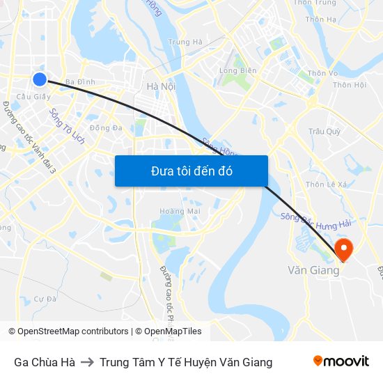 Ga Chùa Hà to Trung Tâm Y Tế Huyện Văn Giang map
