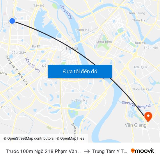Trước 100m Ngõ 218 Phạm Văn Đồng (Đối Diện Công Viên Hòa Bình) to Trung Tâm Y Tế Huyện Văn Giang map