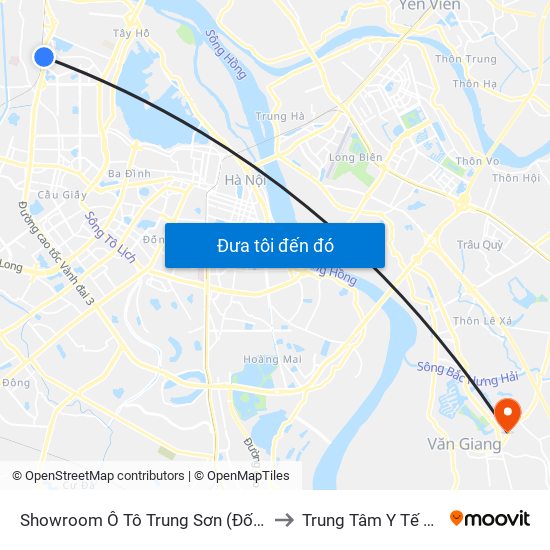 Showroom Ô Tô Trung Sơn (Đối Diện 315 Phạm Văn Đồng) to Trung Tâm Y Tế Huyện Văn Giang map