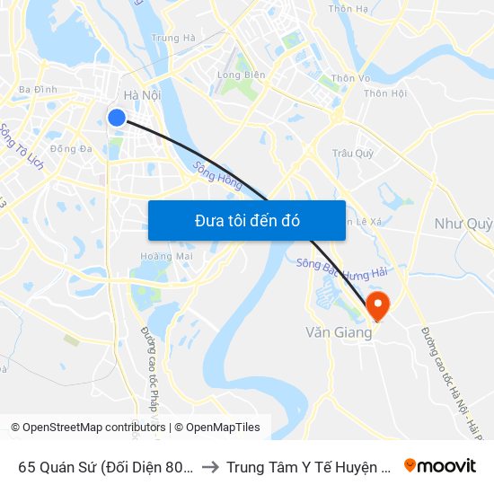 65 Quán Sứ (Đối Diện 80 Quán Sứ) to Trung Tâm Y Tế Huyện Văn Giang map