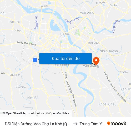 Đối Diện Đường Vào Chợ La Khê (Qua Ga Metro La Khê) - 405 Quang Trung (Hà Đông) to Trung Tâm Y Tế Huyện Văn Giang map