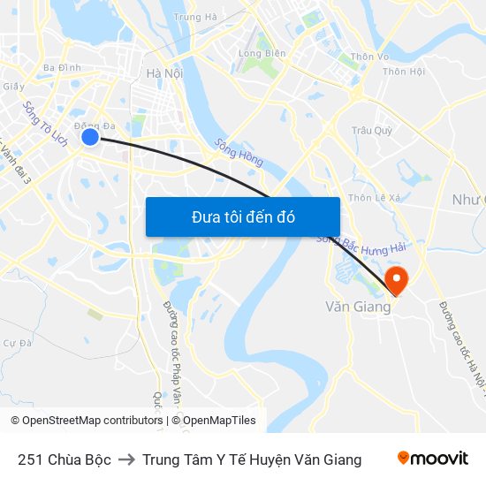 251 Chùa Bộc to Trung Tâm Y Tế Huyện Văn Giang map