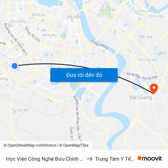 Học Viện Công Nghệ Bưu Chính Viễn Thông - Trần Phú (Hà Đông) to Trung Tâm Y Tế Huyện Văn Giang map