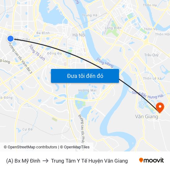 (A) Bx Mỹ Đình to Trung Tâm Y Tế Huyện Văn Giang map