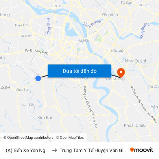(A) Bến Xe Yên Nghĩa to Trung Tâm Y Tế Huyện Văn Giang map