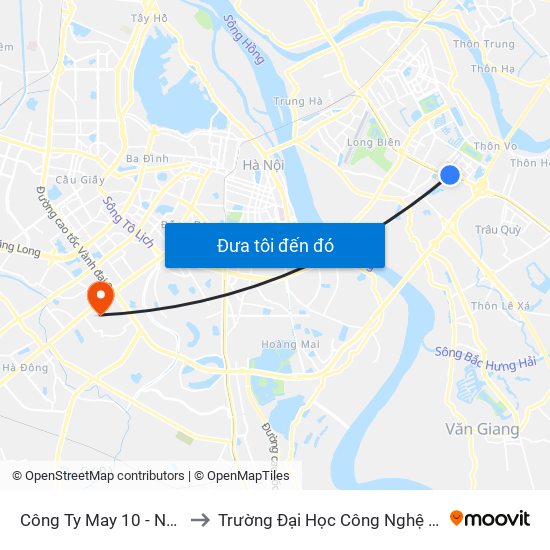 Công Ty May 10 - Nguyễn Văn Linh to Trường Đại Học Công Nghệ Giao Thông Vận Tải map