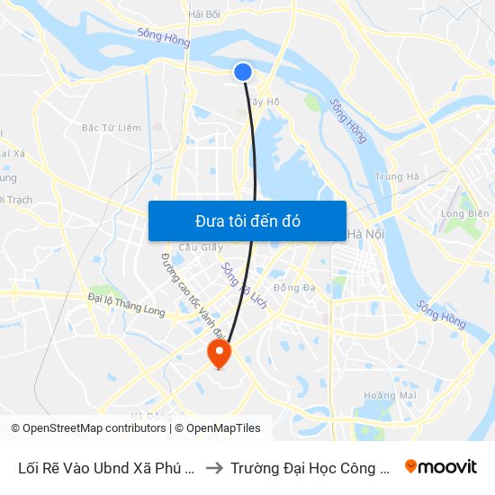 Lối Rẽ Vào Ubnd Xã Phú Thượng - An Dương Vương to Trường Đại Học Công Nghệ Giao Thông Vận Tải map