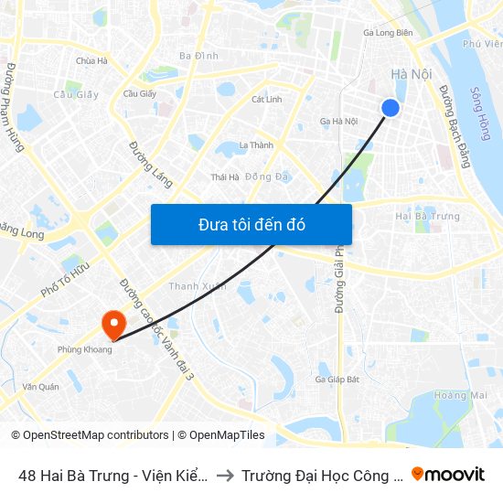 48 Hai Bà Trưng - Viện Kiểm Nghiệm Thuốc Trung Ương to Trường Đại Học Công Nghệ Giao Thông Vận Tải map