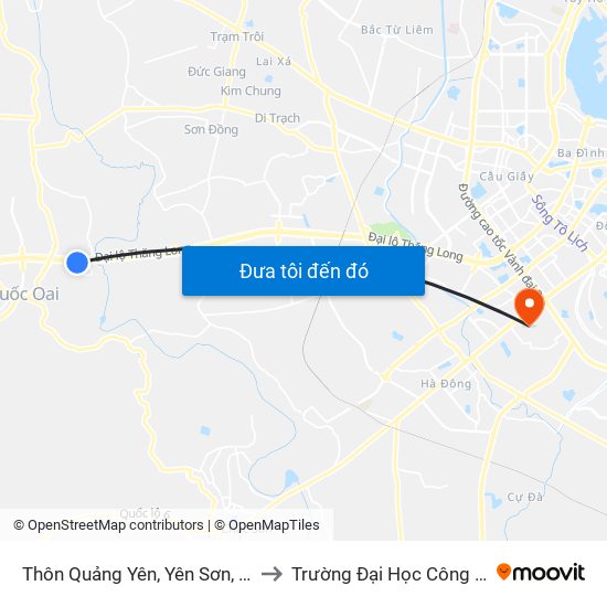 Thôn Quảng Yên, Yên Sơn, Quốc Oai - Đại Lộ Thăng Long to Trường Đại Học Công Nghệ Giao Thông Vận Tải map