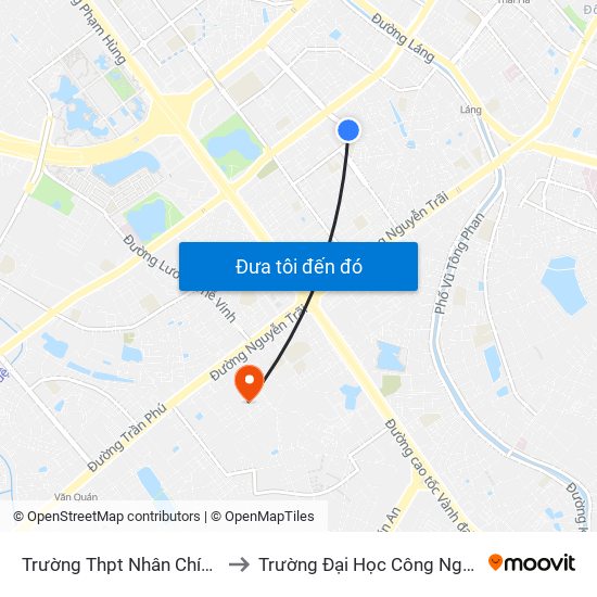 Trường Thpt Nhân Chính - Hoàng Đạo Thúy to Trường Đại Học Công Nghệ Giao Thông Vận Tải map