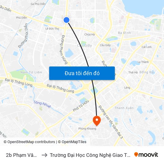 2b Phạm Văn Đồng to Trường Đại Học Công Nghệ Giao Thông Vận Tải map