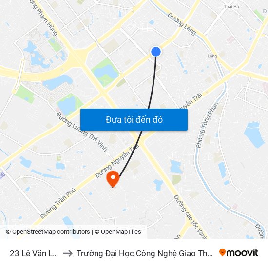 23 Lê Văn Lương to Trường Đại Học Công Nghệ Giao Thông Vận Tải map