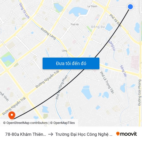 78-80a Khâm Thiên (Đối Diện 71) to Trường Đại Học Công Nghệ Giao Thông Vận Tải map