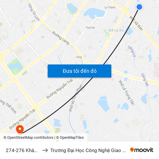 274-276 Khâm Thiên to Trường Đại Học Công Nghệ Giao Thông Vận Tải map