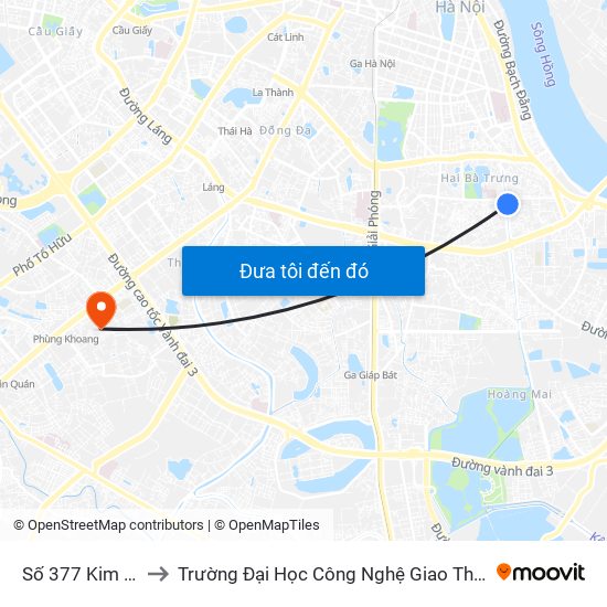 Số 377 Kim Ngưu to Trường Đại Học Công Nghệ Giao Thông Vận Tải map