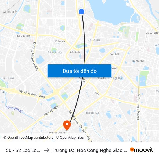 50 - 52 Lạc Long Quân to Trường Đại Học Công Nghệ Giao Thông Vận Tải map