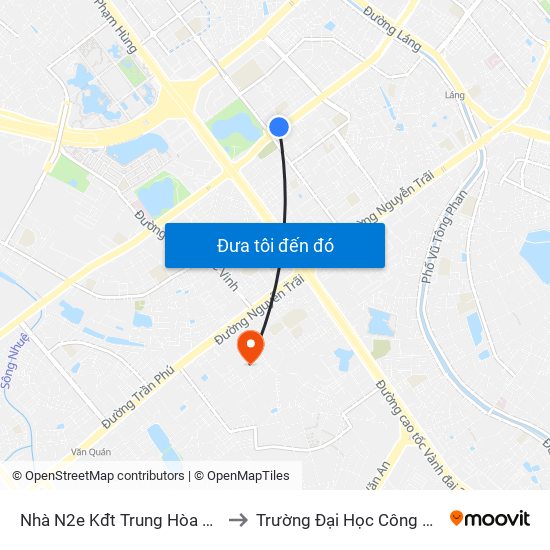 Nhà N2e Kđt Trung Hòa Nhân Chính - Lê Văn Lương to Trường Đại Học Công Nghệ Giao Thông Vận Tải map