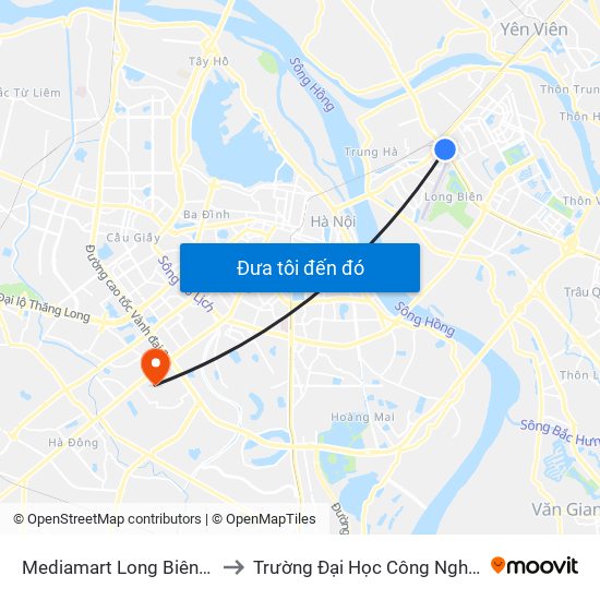 Mediamart Long Biên - Nguyễn Văn Linh to Trường Đại Học Công Nghệ Giao Thông Vận Tải map