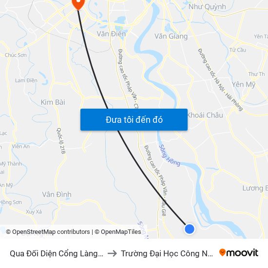 Qua Đối Diện Cổng Làng Vĩnh Ninh 50m - Dt428 to Trường Đại Học Công Nghệ Giao Thông Vận Tải map