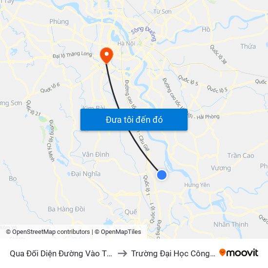 Qua Đối Diện Đường Vào Thôn Hoàng Nguyên 30m - Dt428 to Trường Đại Học Công Nghệ Giao Thông Vận Tải map