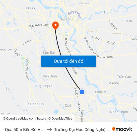 Qua 50m Bến Đò Văn Phái - Dt428 to Trường Đại Học Công Nghệ Giao Thông Vận Tải map