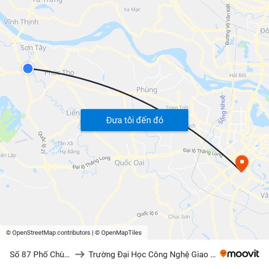 Số 87 Phố Chùa Thông to Trường Đại Học Công Nghệ Giao Thông Vận Tải map