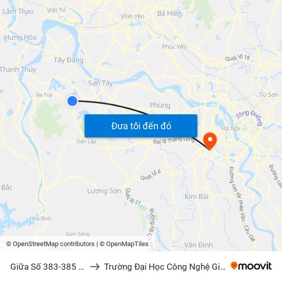 Giữa Số 383-385 Xuân Khanh to Trường Đại Học Công Nghệ Giao Thông Vận Tải map