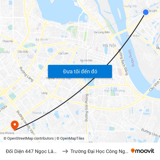 Đối Diện 447 Ngọc Lâm - Vườn Hoa Gia Lâm to Trường Đại Học Công Nghệ Giao Thông Vận Tải map
