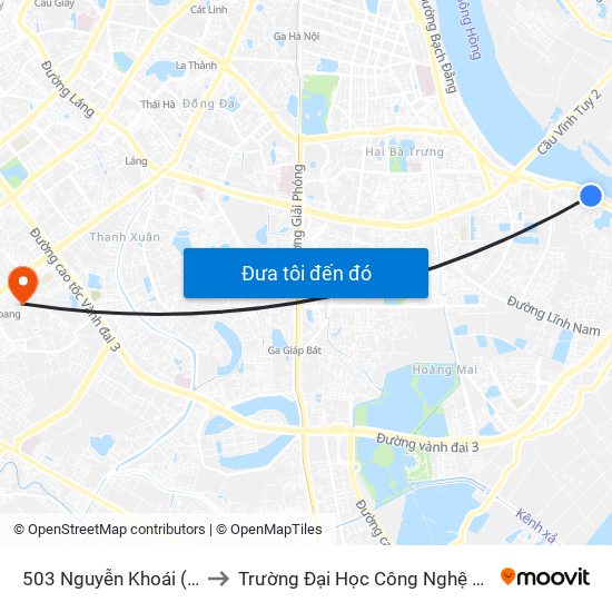 503 Nguyễn Khoái (Đối Diện 856) to Trường Đại Học Công Nghệ Giao Thông Vận Tải map