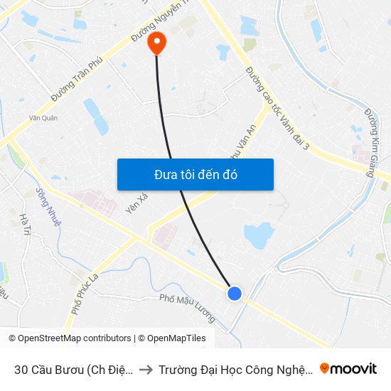 30 Cầu Bươu (Ch Điện Lạnh Hồng Sĩ) to Trường Đại Học Công Nghệ Giao Thông Vận Tải map