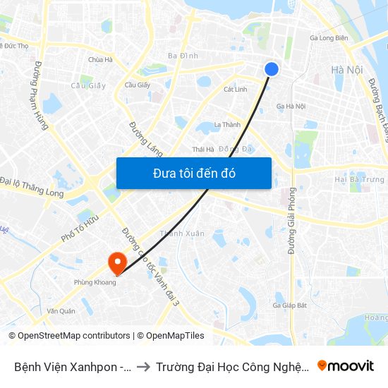 Bệnh Viện Xanhpon - 12 Chu Văn An to Trường Đại Học Công Nghệ Giao Thông Vận Tải map