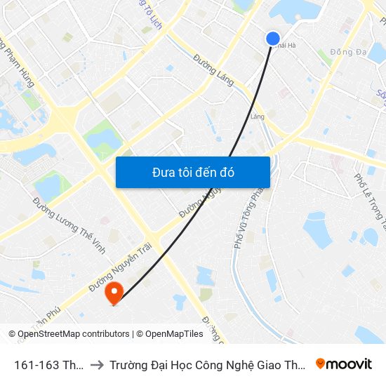 161-163 Thái Hà to Trường Đại Học Công Nghệ Giao Thông Vận Tải map