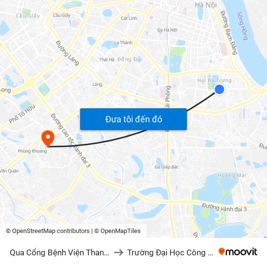 Qua Cổng Bệnh Viện Thanh Nhàn 50m - 42 Thanh Nhàn to Trường Đại Học Công Nghệ Giao Thông Vận Tải map