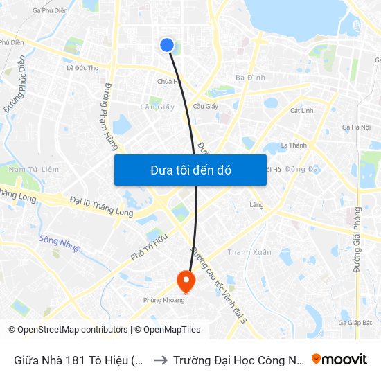 Giữa Nhà 181 Tô Hiệu (Đối Diện Thcs Nghĩa Tân) to Trường Đại Học Công Nghệ Giao Thông Vận Tải map