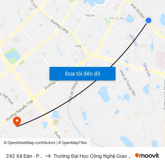 242 Xã Đàn - Platform to Trường Đại Học Công Nghệ Giao Thông Vận Tải map