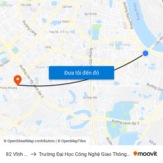 82 Vĩnh Tuy to Trường Đại Học Công Nghệ Giao Thông Vận Tải map