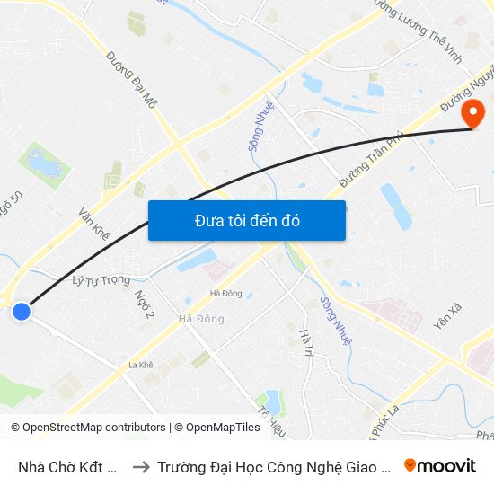 Nhà Chờ Kđt Parkcity to Trường Đại Học Công Nghệ Giao Thông Vận Tải map