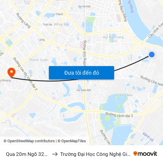 Qua 20m Ngõ 321 Vĩnh Hưng to Trường Đại Học Công Nghệ Giao Thông Vận Tải map