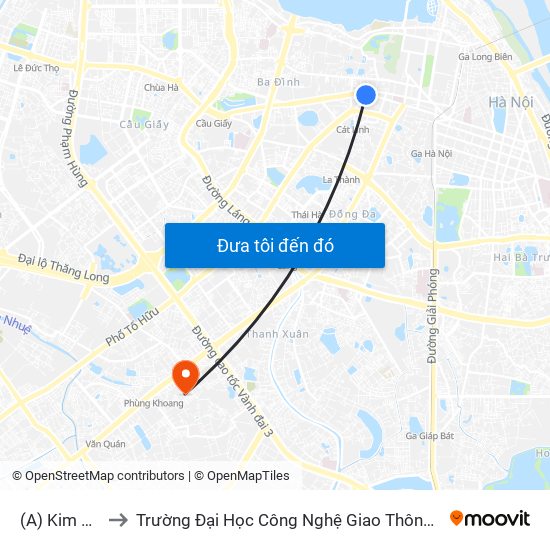 (A) Kim Mã - to Trường Đại Học Công Nghệ Giao Thông Vận Tải map