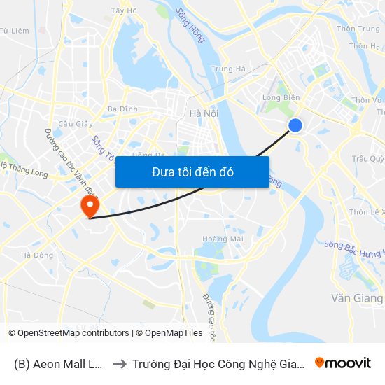 (B) Aeon Mall Long Biên - to Trường Đại Học Công Nghệ Giao Thông Vận Tải map