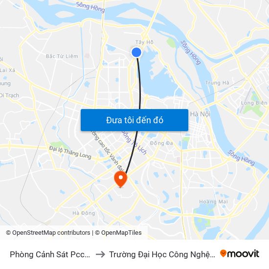 Phòng Cảnh Sát Pccc - Ca Tp Hà Nội to Trường Đại Học Công Nghệ Giao Thông Vận Tải map