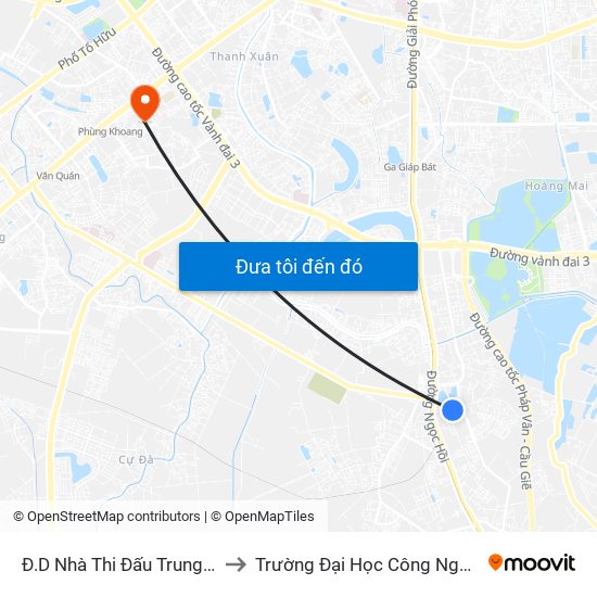 Đ.D Nhà Thi Đấu Trung Tâm Tdtt Thanh Trì to Trường Đại Học Công Nghệ Giao Thông Vận Tải map