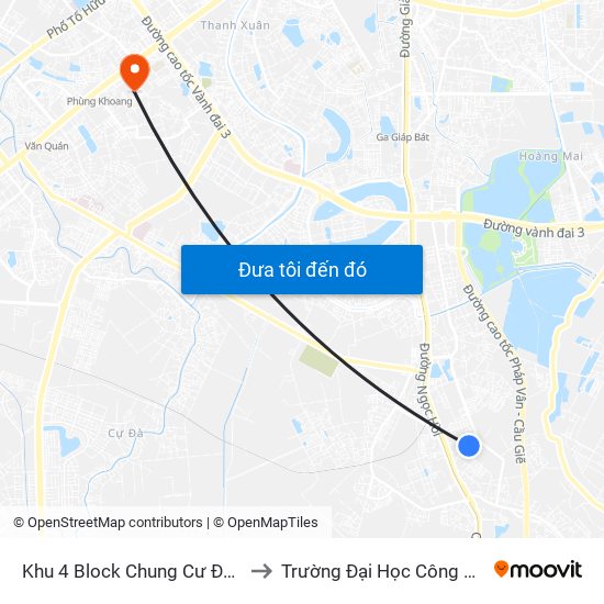 Khu 4 Block Chung Cư Đường Quang Lai (Chiều Về) to Trường Đại Học Công Nghệ Giao Thông Vận Tải map