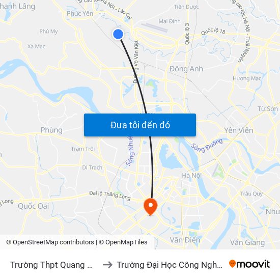 Trường Thpt Quang Minh( Tt Chi Đông) to Trường Đại Học Công Nghệ Giao Thông Vận Tải map